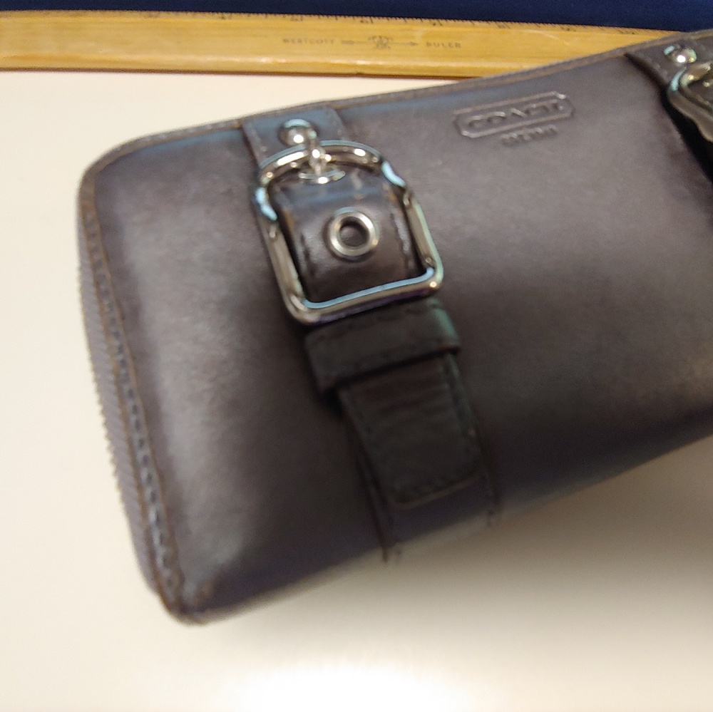 Pewter zip around coach wallet